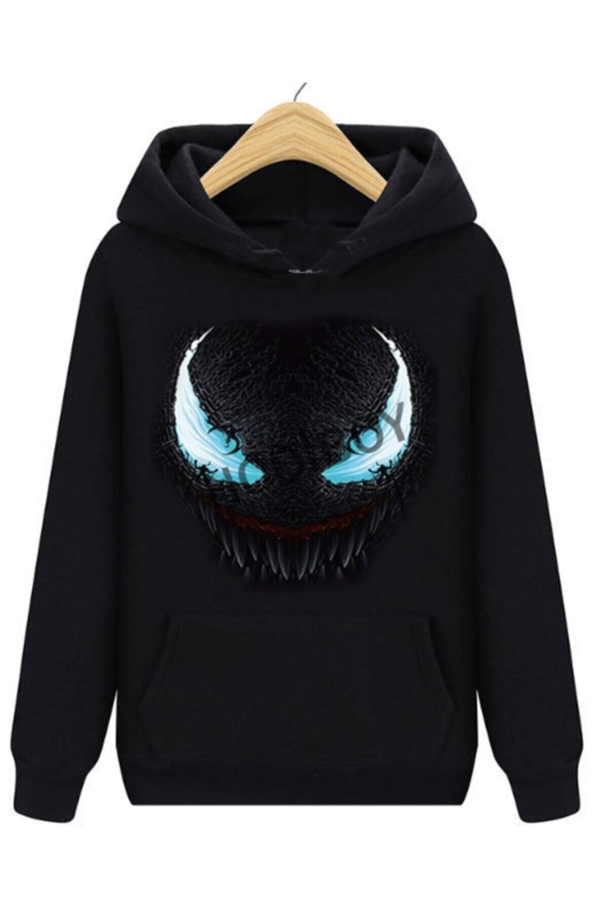 Venom New Model Black Hooded Sweatshirt Marvel Wzory