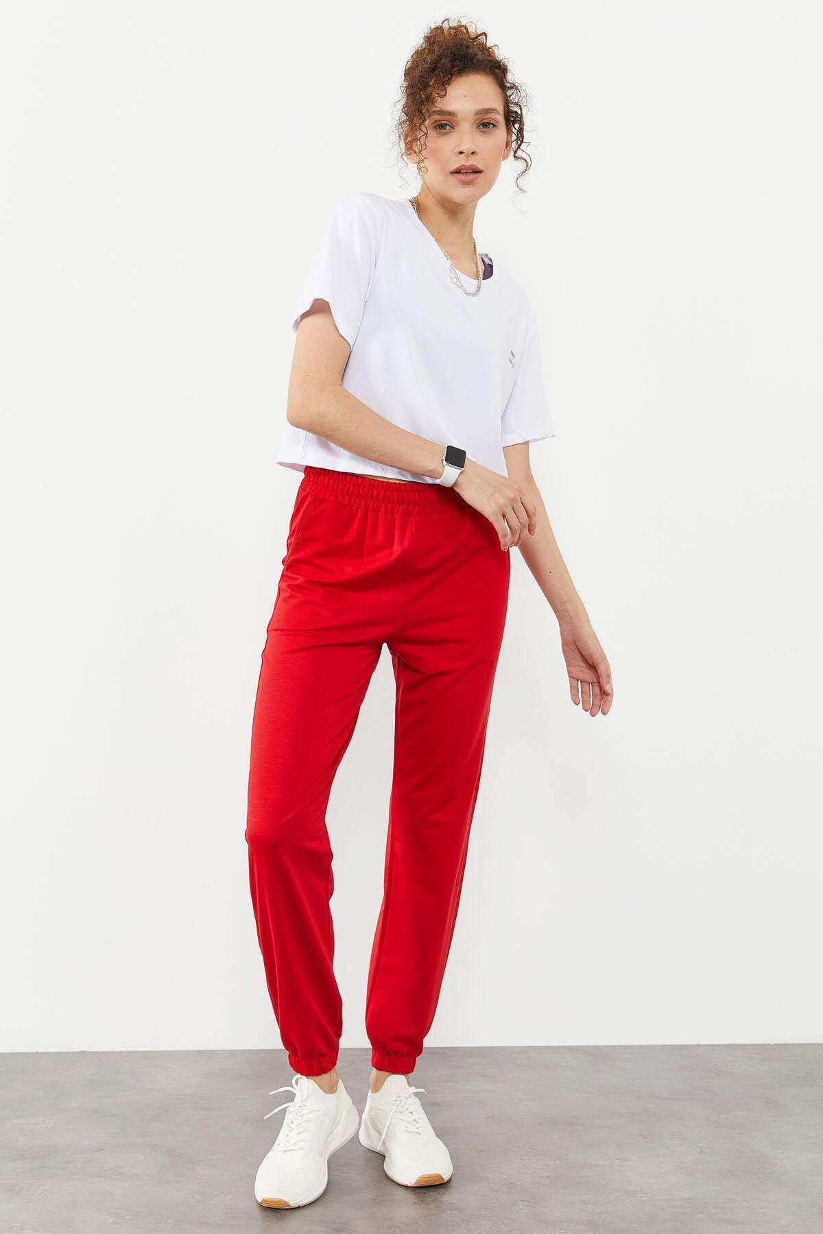 Womens red best sale tracksuit bottoms