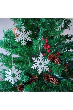 2023 Merry Christmas Gümüş Rengi Pleksi Çift Taraflı 3 Adet Kar Tanesi Yılbaşı Ağaç Süs 7577202208