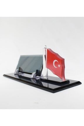 Türk Bayraklı Premium Cam Masaüstü Isimlik – Ofis Masaüstü Isimlik - Masalık AsBayrak