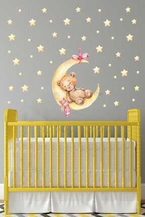 Aydede Sevimli Kız Ayıcık Yıldızlar Çocuk Odası Duvar Sticker Set STCKREKSP010