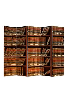 Bookshel Library 5 Kanatlı Oda Bölücü Çift Taraflı Kanvas Paravan stp501-72