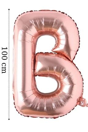 Folyo Balon B Harfi Helyum Balon 100 Cm Rose Renk AR1589R