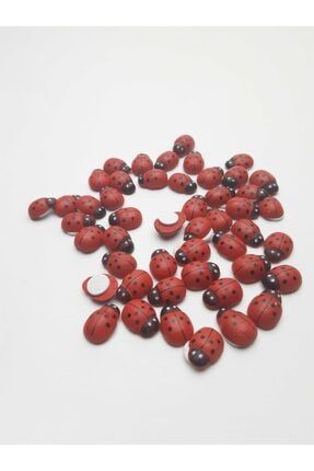 Kırmızı Uğur Böceği Yapışkanlı Boncuğu (1 Pakette 50 Adet) 1KUYB0150