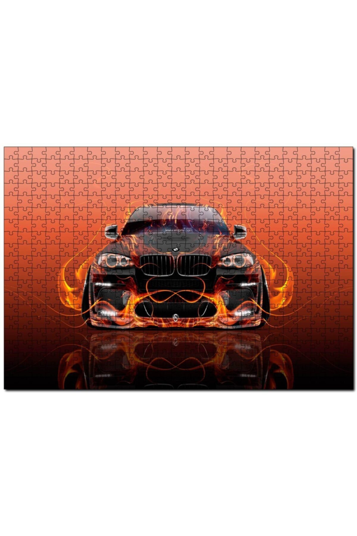 Cakapuzzle Bmw X6 Ve Kırmızı Alevler 1000 Parça Puzzle Yapboz Mdf