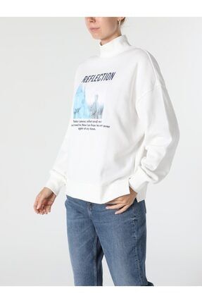 Regular Fit Baskılı Beyaz Kadın Sweatshirt .CL1055925_Q1.V2_OFW