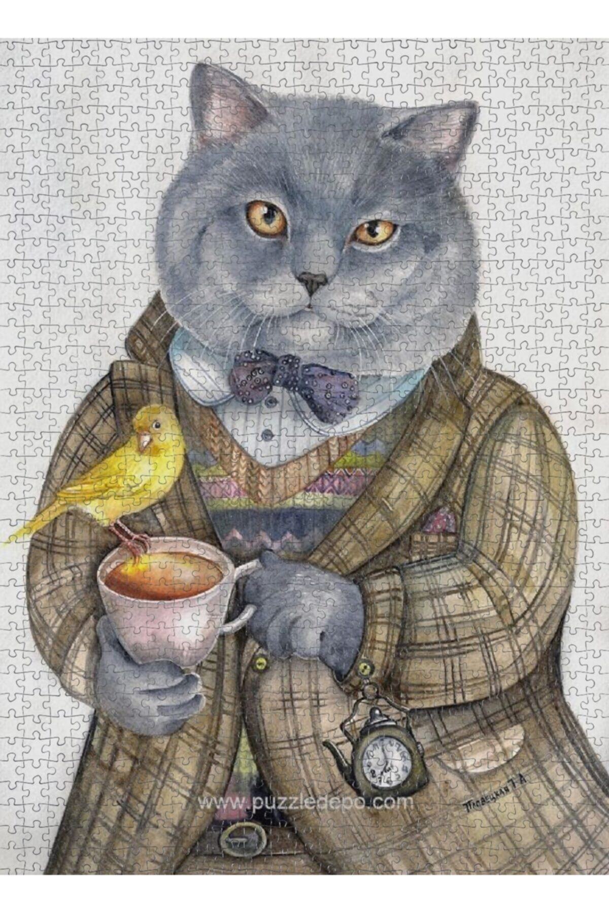 Nova Puzzle-Nova English Gentleman Evening Tea 1000 Piece Puzzle (Cat Puzzle) 4