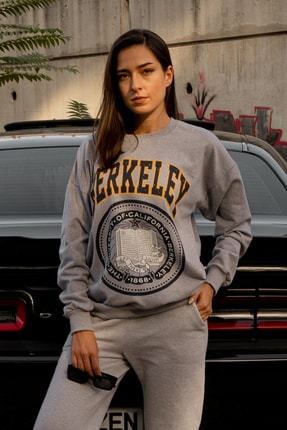 Kadın Gri Berkeley Baskılı Sweatshirt berkeley