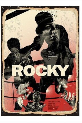 Rocky Balboa Desenli Ahşap Tablo DIKEY-38513-50-70