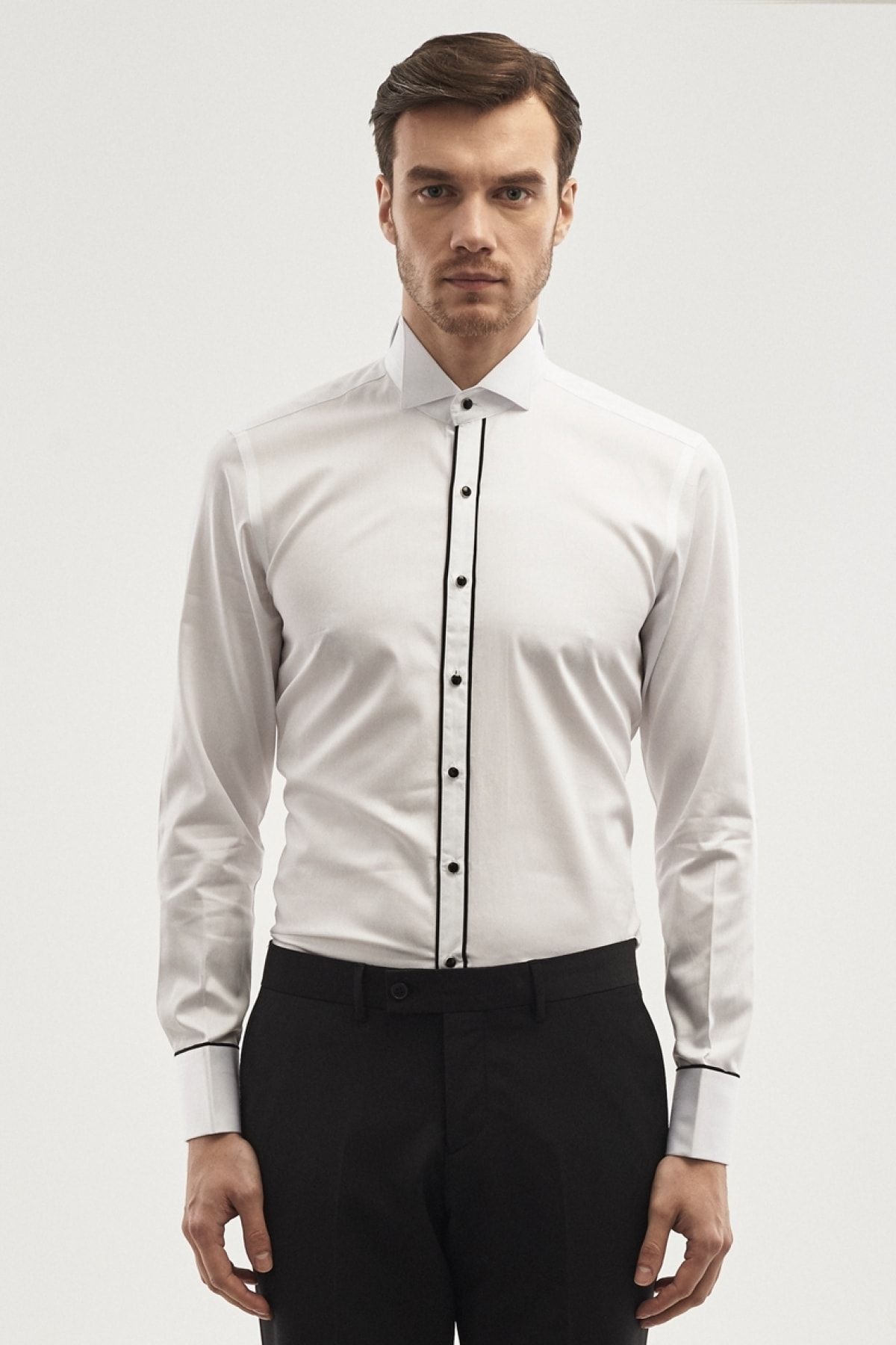 ALTINYILDIZ CLASSICS-Cămașă pentru bărbați, alb, alb, pentru costum de mire, cu guler, croit, slim fit 1