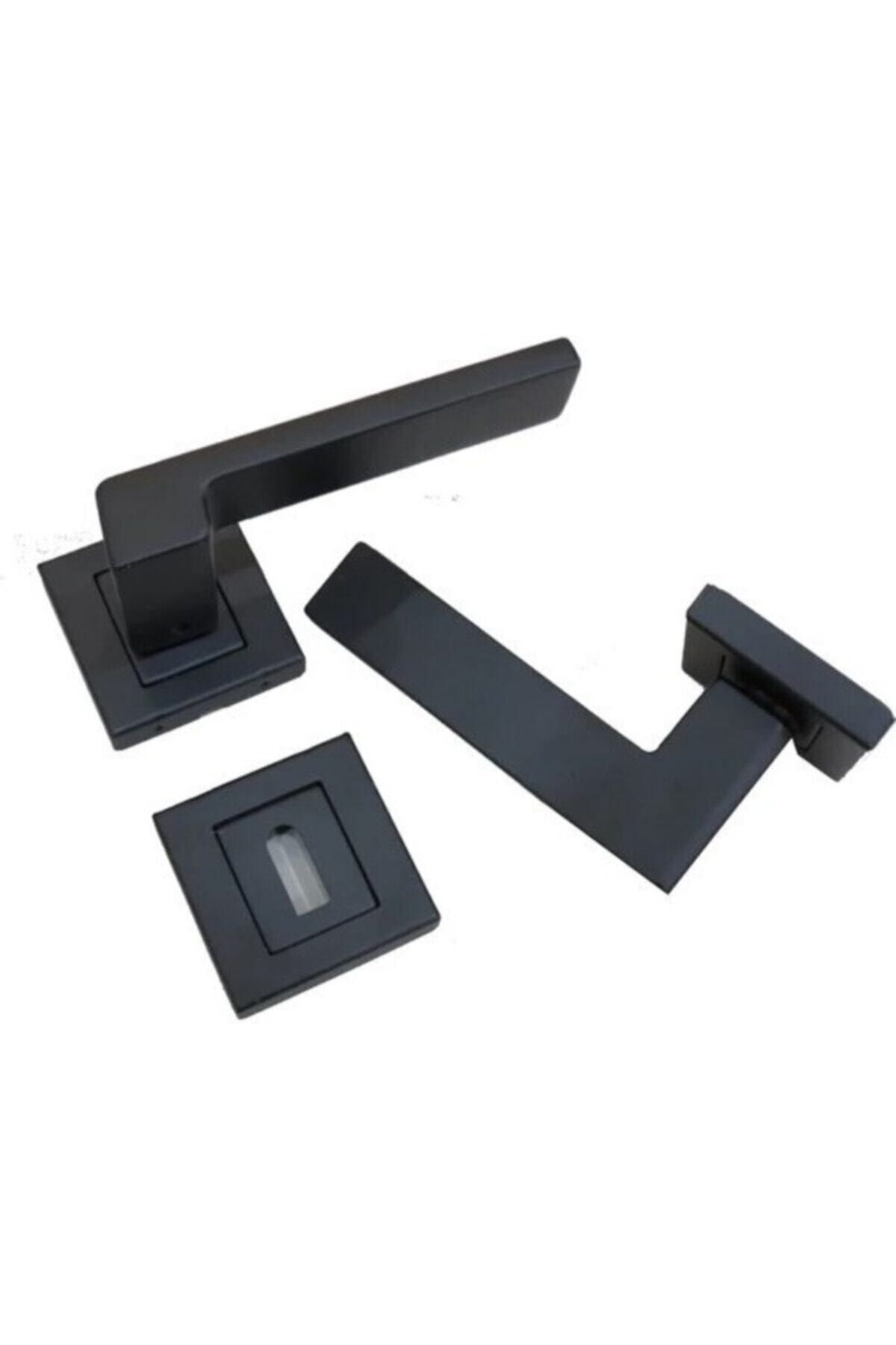 Sofuoğlu-Iyem Lux Anka Matte Black Door Handle (WC-Bathroom) with Square Rosette 6