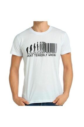 - Barcode Beyaz Erkek T-shirt Tişört B111-402b