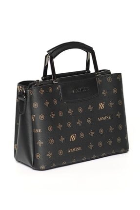 Armine Kadın Siyah Baskılı El & Omuz Çantası 223