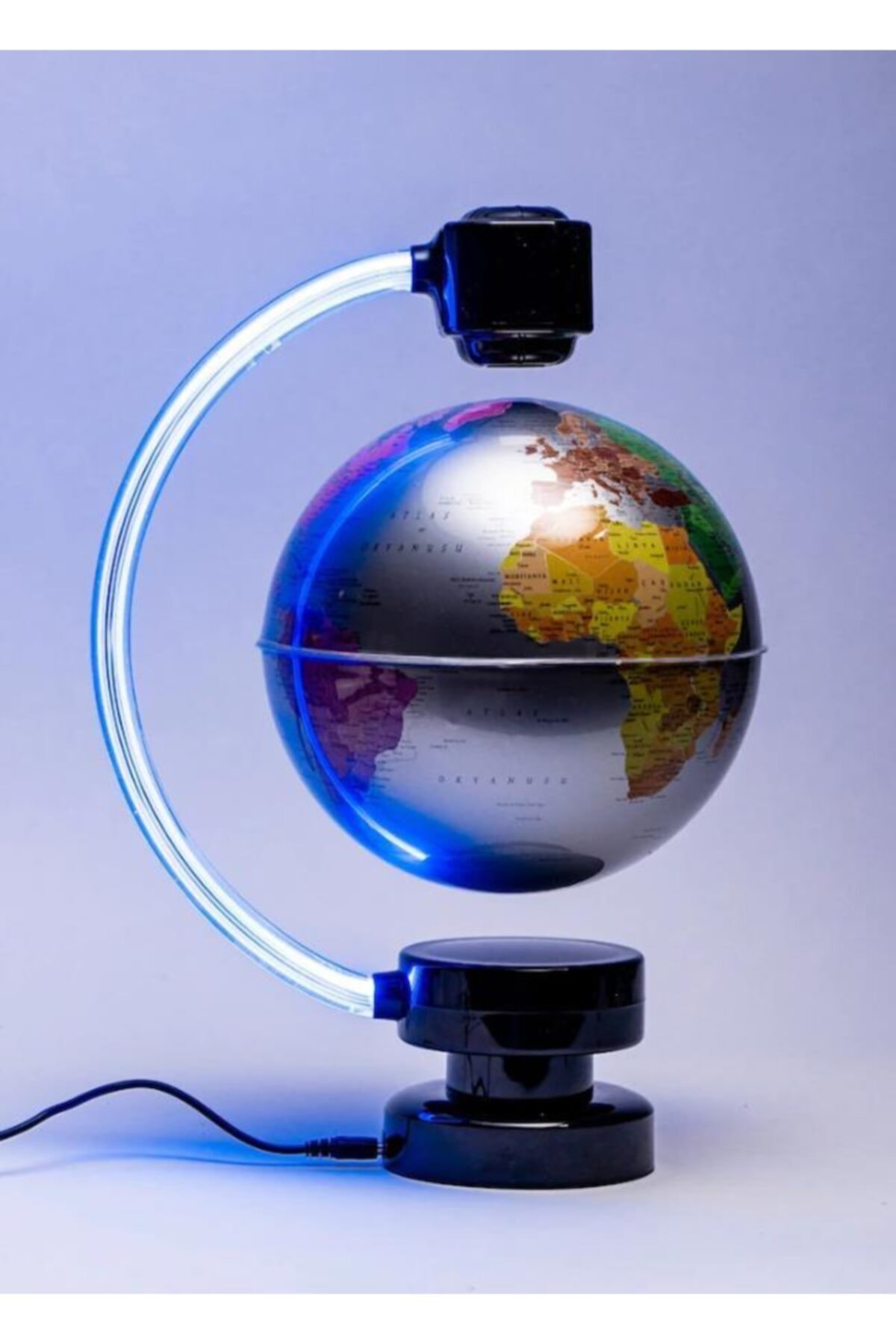 Gürbüz Dünya Küresi Elektro Manyetik Sihirli Havada Dönen 20cm Çap 40cm Yükseklik