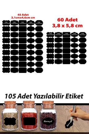 Siyah 105 Adet Yazılabilir Etiket , Kavanoz Sticker , Farklı Şekil Ve Farklı Boyutlarda smrtdstckr006
