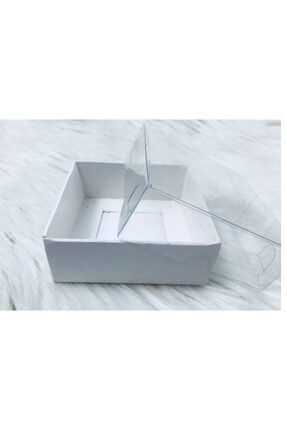 7 X 7 X 2 cm Altı Beyaz Karton Üstü Asetat Kutu 100 Adet Uçn-Kutu 020