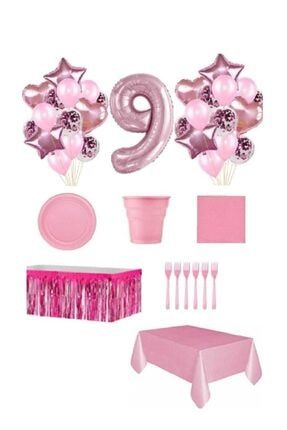 Pembe Renk 9 Yaş Doğum Günü Seti 8699303353639