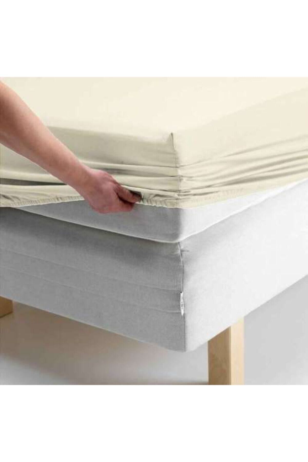 MERTİM-Mertim Combed Cotton King Size Ελαστική Κρέμα σεντόνια 180*200 2