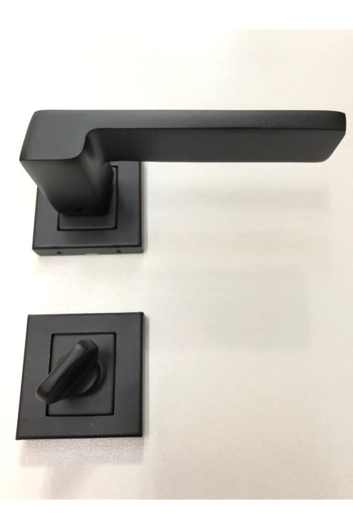 Sofuoğlu-Iyem Lux Anka Matte Black Door Handle (WC-Bathroom) with Square Rosette 3