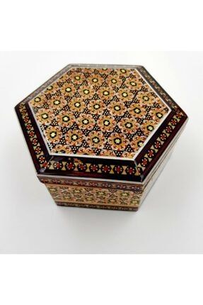 Iran’ın El Işlemesi Hatem 6 Koşeli mücevher Kutusu Ebat : 11 X 11 cm Kod-2169