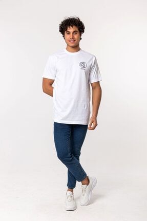 Achaeans Nakışlı Beyaz %100 Pamuk Oversize Büyük Beden T-shirt