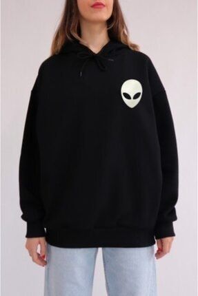 Alien Siyah Kapüşonlu Sweatshirt EFBUTİK5634
