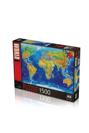 22011 Ks World Political Map - Dünya Siyasi Haritası 1500 Parça Puzzle / +12 Yaş P22720S7290