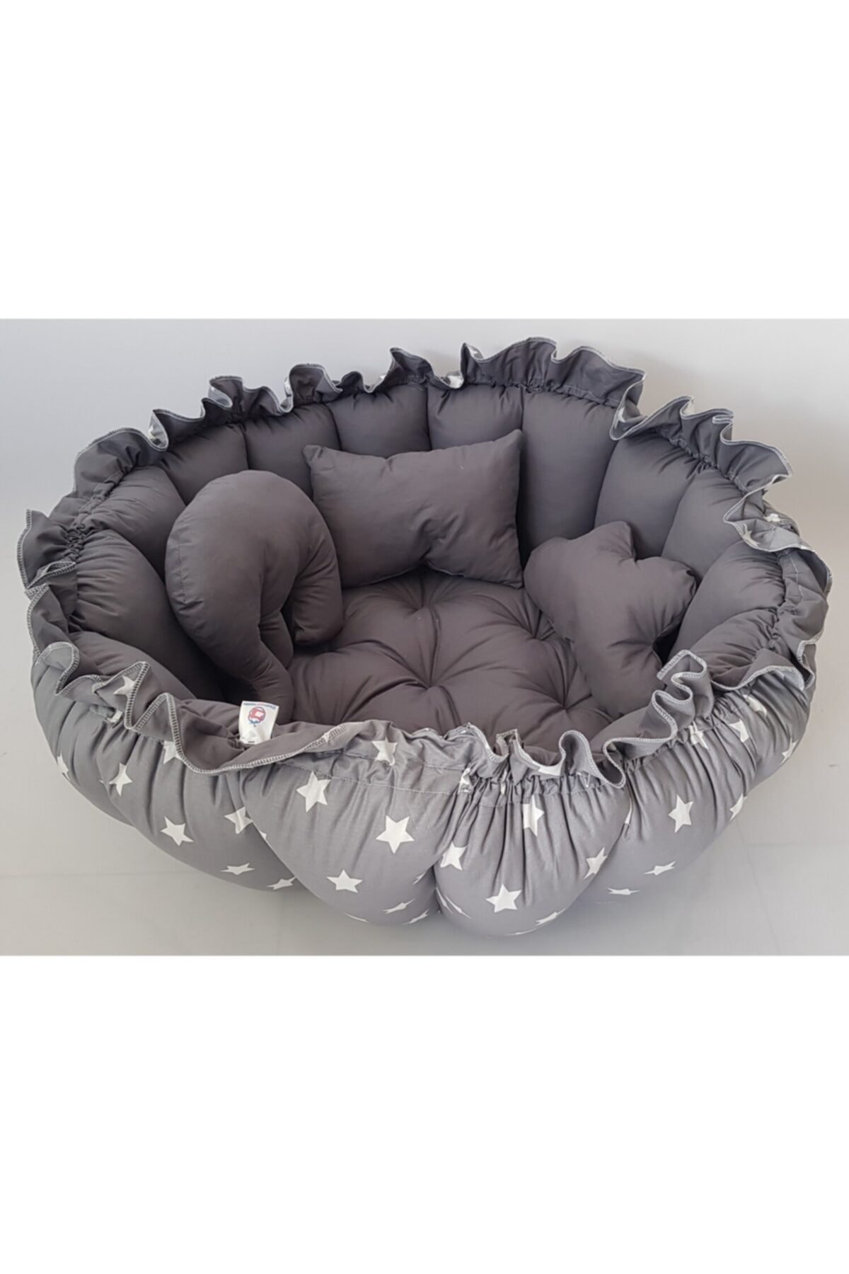 Gray Star Dark Gray Round Sleeping and Play Mat