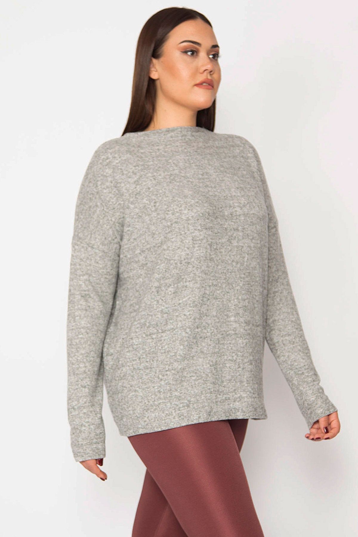 Şans Große Größen in Bluse Grau Oversized