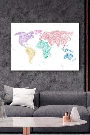 Seyahat Eşyaları Ile Dünya Haritası Kanvas Tablo BLKHRT3