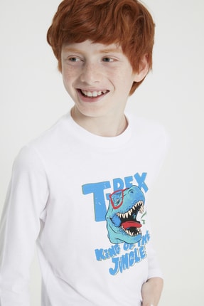 Picture of Beyaz Baskılı Erkek Çocuk Örme T-Shirt TKDAW22TS0231