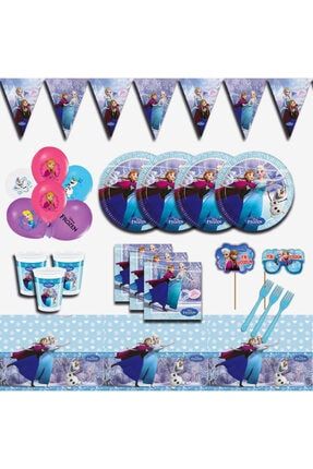 Frozen Karlar Ülkesi Elsa 16 Kişilik Mavi Doğum Günü Parti Malzemeleri Seti cmhkn37