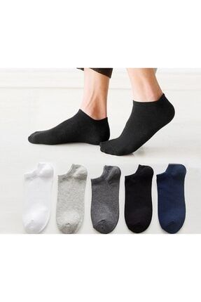 5 Çift Dikişsiz Erkek Çok Renkli Koton Patik Çorap çrmpna-ptk01