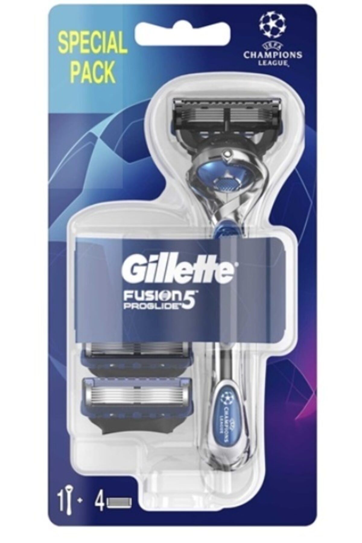 Gillette Fusion 5 Proglide Tıraş Makinesi + 4 Yedek Bıçak Şampiyonlar Ligi Paketi