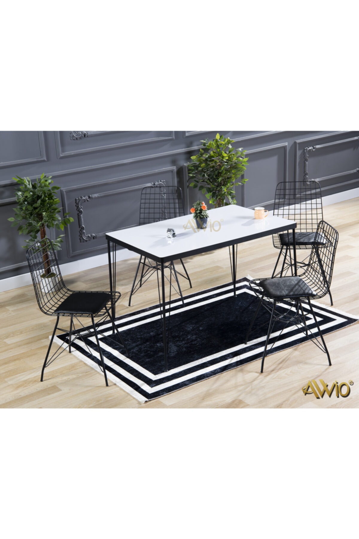 80x120 Rangeland Dining Table Set for 4 -kitchen Table Set-white Oval Edge