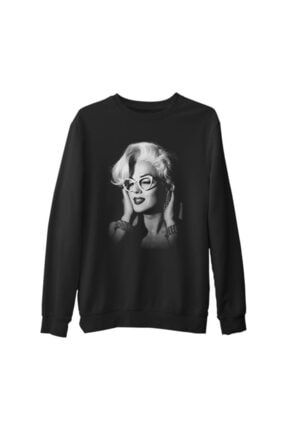 Erkek Siyah Marilyn Monroe Kalın Sweatshirt SK-1292