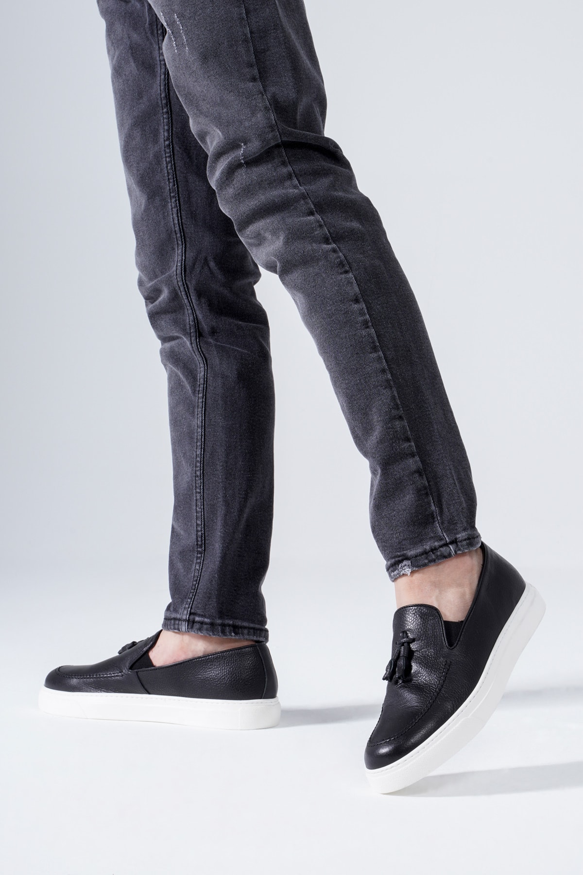 CZ London Hakiki Deri Erkek Loafer Spor Ayakkabı Sneaker Püskül Comfort Ped