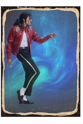 Michael Jackson Gençliği Desenli Ahşap Tablo dikey-32993-50-70
