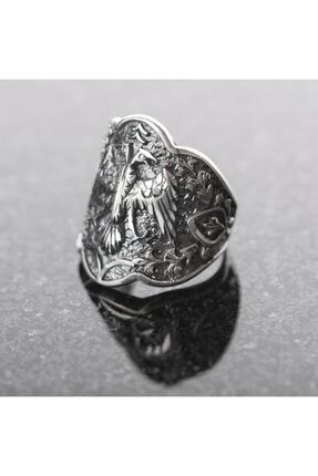 925 Ayar Gümüş Selçuklu Kartalı El Işi Zihgir Erkek Yüzük MS-TH-0016