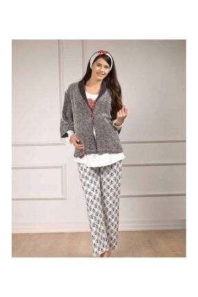 Triko Örme Sabahlıklı Lohusa Pijama Takım 2826