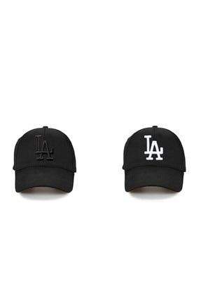 La Los Angeles Şapka Unisex Siyah Şapka 2'li Ikili Set NXSAPKASET