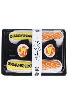 Unisex Renkli Lachs Maki Set B 3'lü Sushi Çorap 994460604072
