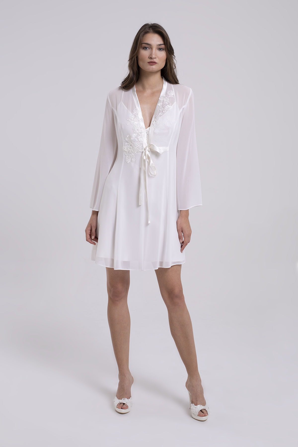 VİSON BY SEVİNÇ ÜRKMEZ Kadın Ekru Kısa Saten Altılı Çeyiz Seti