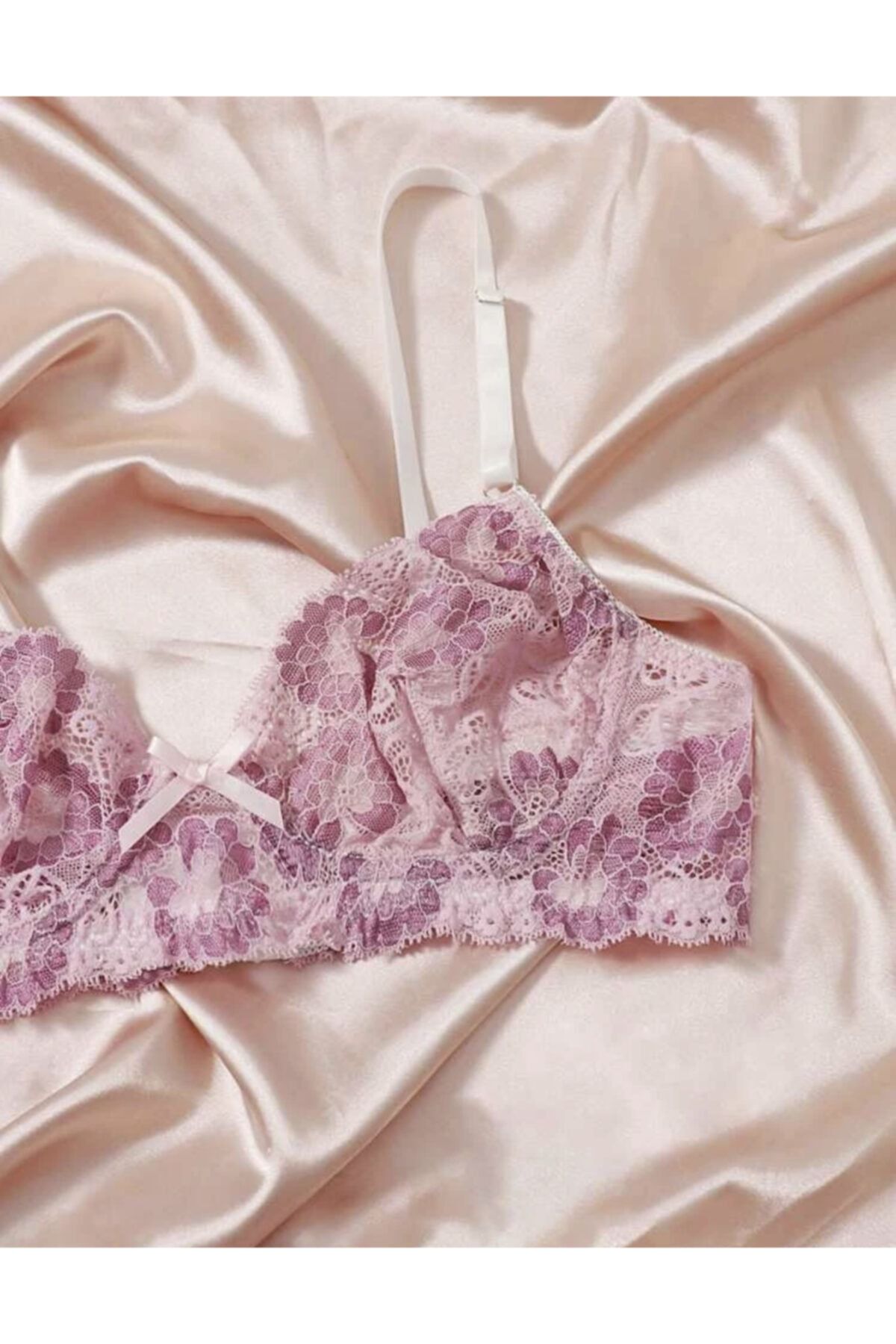 elifbilginbutik Mor Renk Çiçek Desenli Sexy Iç Giyim Takım OH9386
