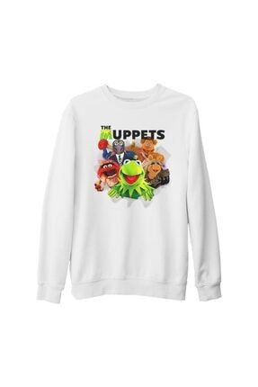 Unisex Beyaz The Muppets Kalın Sweatshirt BK-45