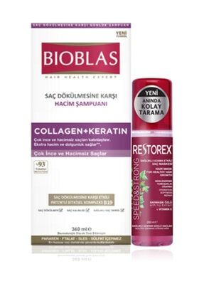360 ml Collagen+keratın Şampuan&restorex Sıvı Saç Kremi 200ml AL8680512628484SET6