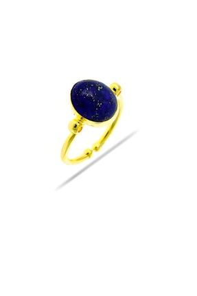 Lapis Lazuli Altın Yaldızlı Gümüş Elişi Yüzük 3076 MR3076