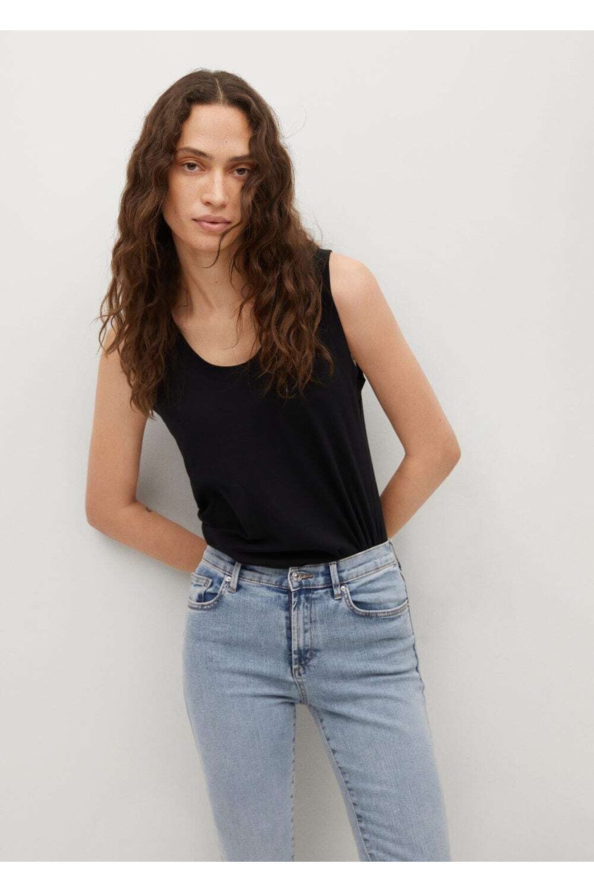 Kadın Donuk Mavi Elsa Orta Bel Skinny Jean Pantolon