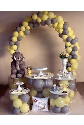Pastel Sarı Gri Balon Zincir Set Doğum Günü Balon Zinciri 1515621