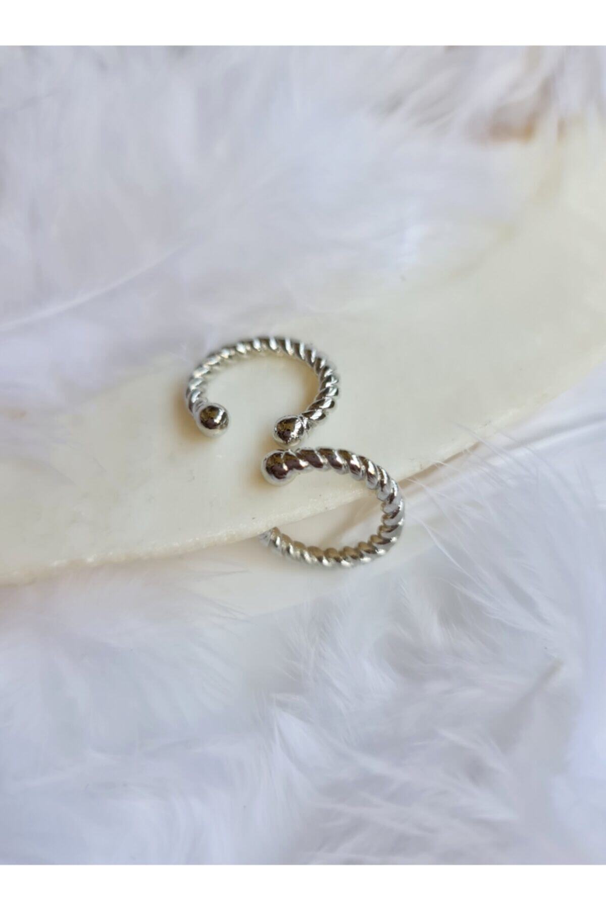 Rodyum Kaplama Gümüş Renk Earcuff Küpe,burgu Model Kıkırdak Küpe